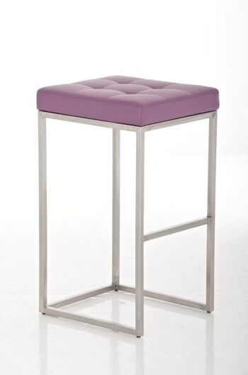 Tabouret de bar Lugano E77 violet 45x41x77 cuir artificiel violet acier inoxydable 1