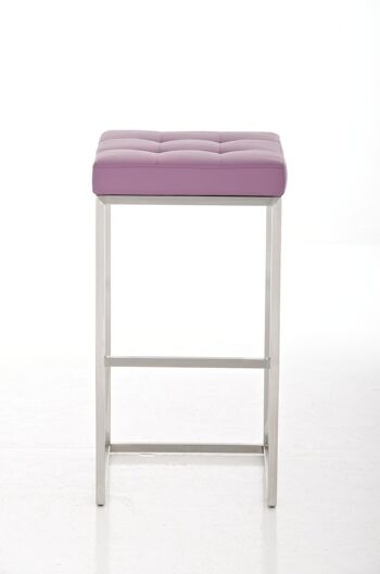 Tabouret de bar Lugano E77 violet 45x41x77 cuir artificiel violet acier inoxydable 2