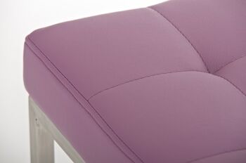 Tabouret de bar Lugano E77 violet 45x41x77 cuir artificiel violet acier inoxydable 3