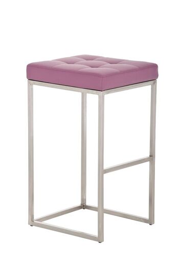 Tabouret de bar Lugano E77 violet 45x41x77 cuir artificiel violet acier inoxydable 7