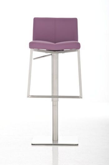 Tabouret de bar Lima acier inoxydable violet 43,5x45x80 cuir artificiel violet acier inoxydable 2