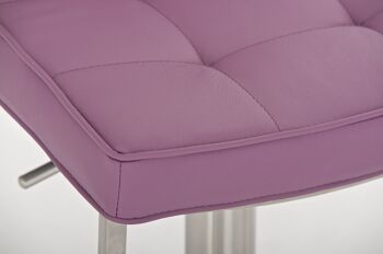 Tabouret de bar Seoul violet 46x43x79,5 cuir artificiel violet acier inoxydable 4