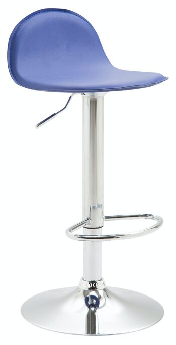 Tabouret de bar Lana bleu 38x38x93 similicuir bleu Métal chromé 1