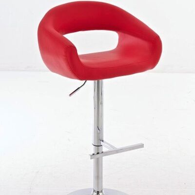 Tabouret de bar Fabio rouge 48x55x109 simili cuir rouge Métal chromé