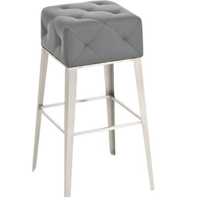 Barhocker Plano Grey 41x41x77 Graues Kunstleder Edelstahl