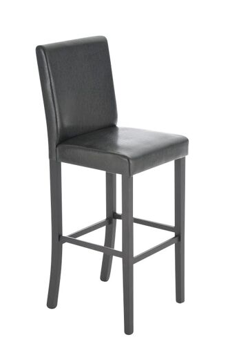 Tabouret de bar Perry noir noir 44,5x43,5x118 simili cuir noir noir Bois 2