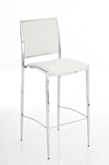 Tabouret de bar Preston blanc 44x43x110 métal blanc Métal chromé