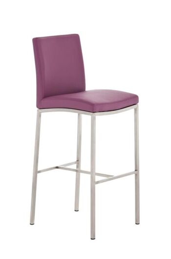 Tabouret de bar Freeport violet 49x40x110 cuir artificiel violet acier inoxydable 1