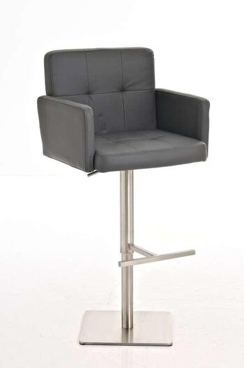 Tabouret de bar Memphis Grey 50x57x96 Similicuir gris acier inoxydable 1