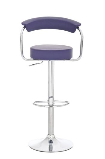 Tabouret de bar Italia violet 49x52x109 simili cuir violet Métal chromé