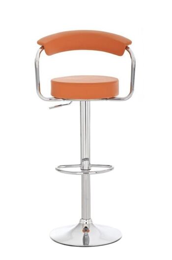 Tabouret de bar Italia orange 49x52x109 simili cuir orange Métal chromé