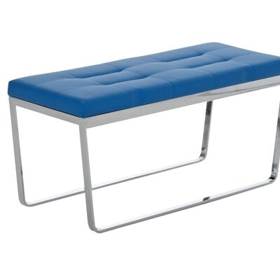 Bench Lusano blue 40x100x47 blue leatherette Chromed metal