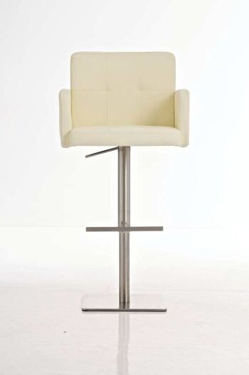 Tabouret de bar Memphis crème 50x57x96 crème simili cuir inox 2