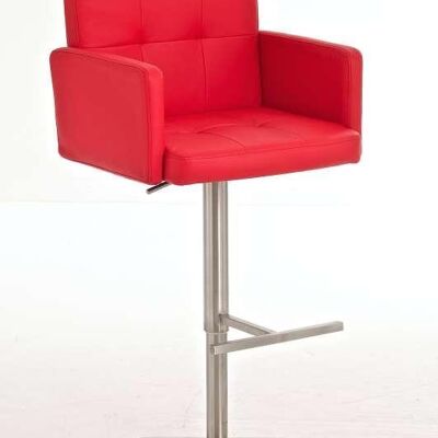 Barkruk Memphis rood 50x57x96 rood kunstleer roestvrij staal