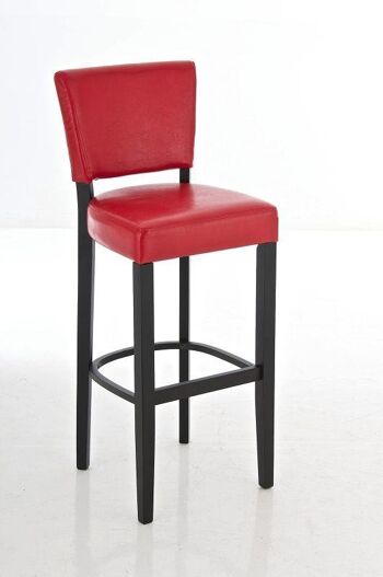 Tabouret de bar Ethel noir rouge 46x44x111.5 simili cuir noir rouge Bois