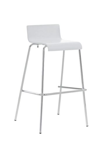 Tabouret de bar Messina blanc mat 50x48x88 cuir artificiel blanc mat Métal chromé 1