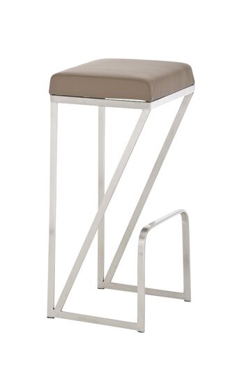 Tabouret de bar Leeds boue 36x35,5x80 boue cuir artificiel acier inoxydable 1