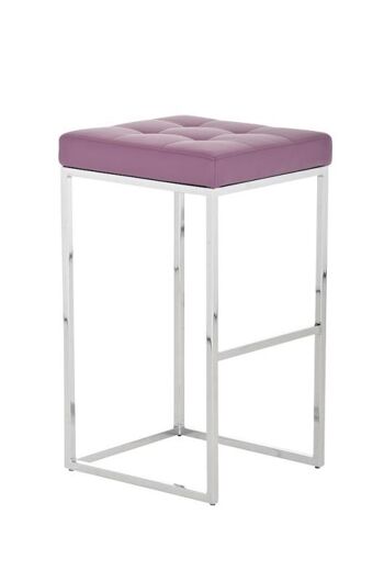 Tabouret de bar Lugano C77 violet 45x41x77 cuir artificiel violet Métal chromé