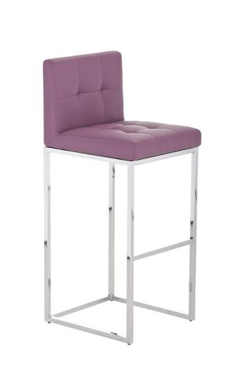 Tabouret de bar Edinburgh C77 violet 45x41x103,5 cuir artificiel violet Métal chromé 1