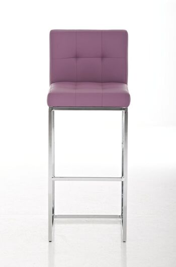 Tabouret de bar Edinburgh C77 violet 45x41x103,5 cuir artificiel violet Métal chromé 2