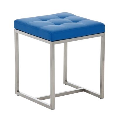 Barci Hocker blau 40x40x48 blaues Kunstleder Edelstahl