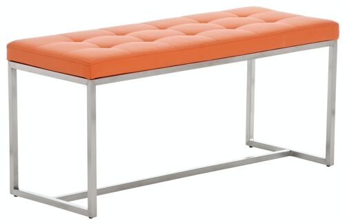 Bankje Barci oranje 40x100x48 oranje kunstleer roestvrij staal