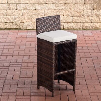 Outdoor Barhocker Lenox cremeweiß flach Rattan braun meliert 36,5x40x100,5 braun meliert Kunststoff Aluminium