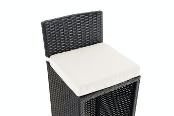 Tabouret de bar extérieur Lenox blanc crème rotin plat noir 36,5x40x100,5 aluminium plastique noir 3