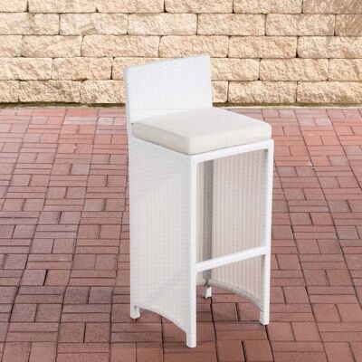 Sgabello da bar da esterno Lenox bianco panna rattan piatto bianco 36,5x40x100,5 bianco plastica alluminio