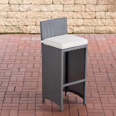 Outdoor bar stool Lenox cream white flat rattan Gray 36.5x40x100.5 Gray plastic aluminum