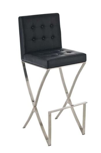 Tabouret de bar Ballina E85 noir 53x45x115 cuir artificiel noir acier inoxydable