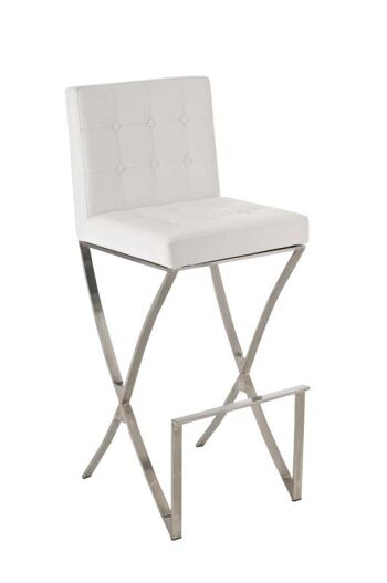 Tabouret de bar Ballina E85 blanc 53x45x115 cuir artificiel blanc acier inoxydable 1