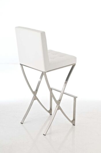 Tabouret de bar Ballina E85 blanc 53x45x115 cuir artificiel blanc acier inoxydable 3