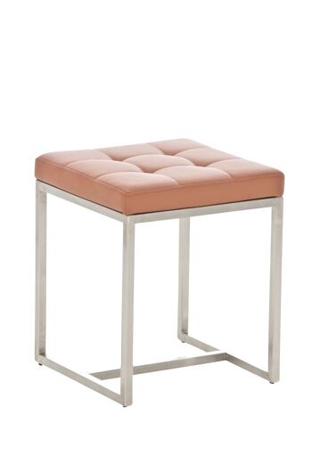 Tabouret Barci marron clair 40x40x48 cuir artificiel marron clair acier inoxydable 1