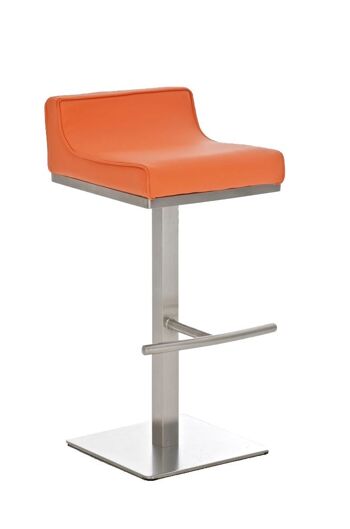 Tabouret de bar Graz orange 44x44x90 cuir artificiel orange acier inoxydable 1