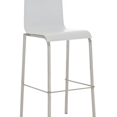 Bar stool Avola wood E76 white matt 51x43x101 white matt Wood stainless steel