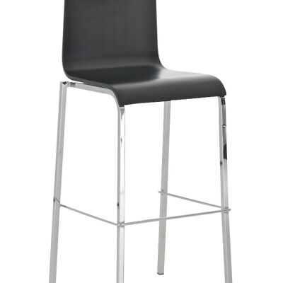 Tabouret de bar bois Avola C76 noir mat 51x43x101 bois noir mat Métal chromé