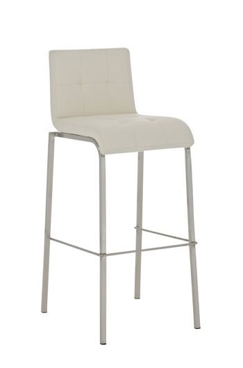 Tabouret de bar Avola cuir E78 crème 51x43x103 similicuir crème acier inoxydable 1