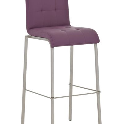 Tabouret de bar Avola cuir E78 violet 51x43x103 cuir artificiel violet acier inoxydable