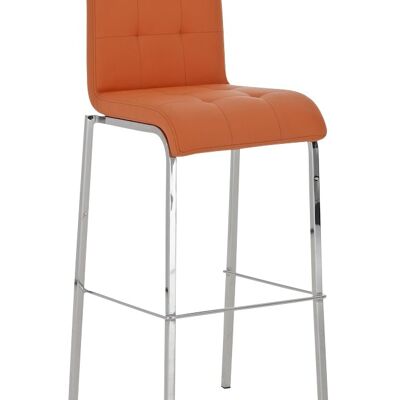 Tabouret de bar Avola cuir C78 orange 51x43x103 simili cuir orange Métal chromé