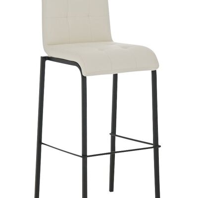 Tabouret de bar Avola cuir B78 crème 51x43x103 similicuir crème Métal noir mat