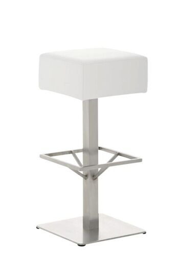 Tabouret de bar Glasgow E85 blanc 35x35x85 cuir artificiel blanc acier inoxydable 1