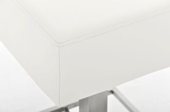 Tabouret de bar Glasgow E85 blanc 35x35x85 cuir artificiel blanc acier inoxydable 4