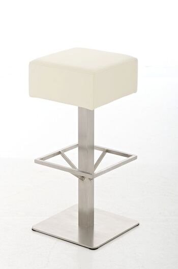 Tabouret de bar Glasgow E76 crème 35x35x76,5 similicuir crème acier inoxydable 2