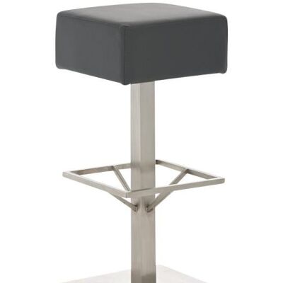 Tabouret de bar Glasgow E76 Gris 35x35x76,5 Cuir artificiel gris acier inoxydable