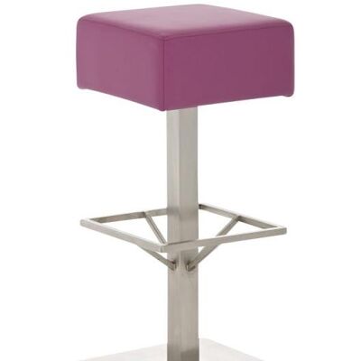 Tabouret de bar Glasgow E76 violet 35x35x76,5 cuir artificiel violet acier inoxydable