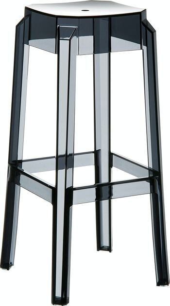 Tabouret de bar Fox, noir transparent 36x36x75 métal noir plastique