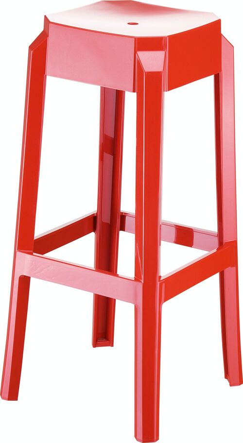 Vos barkruk rood 36x36x75 rood metaal plastic