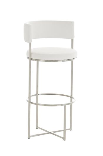 Tabouret de bar Lennox E78 blanc 46x52x102 cuir artificiel blanc acier inoxydable 1