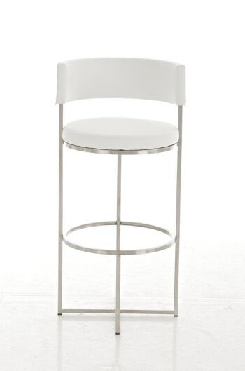 Tabouret de bar Lennox E78 blanc 46x52x102 cuir artificiel blanc acier inoxydable 2